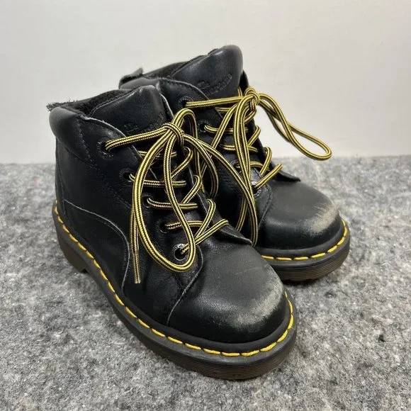 Dr. Marten Black Leather High-top Boots, Kids Size 12 - Picture 1 of 9